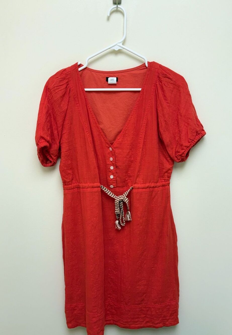 J.Crew Coral Red Cotton Textured Mini Dress Size 2